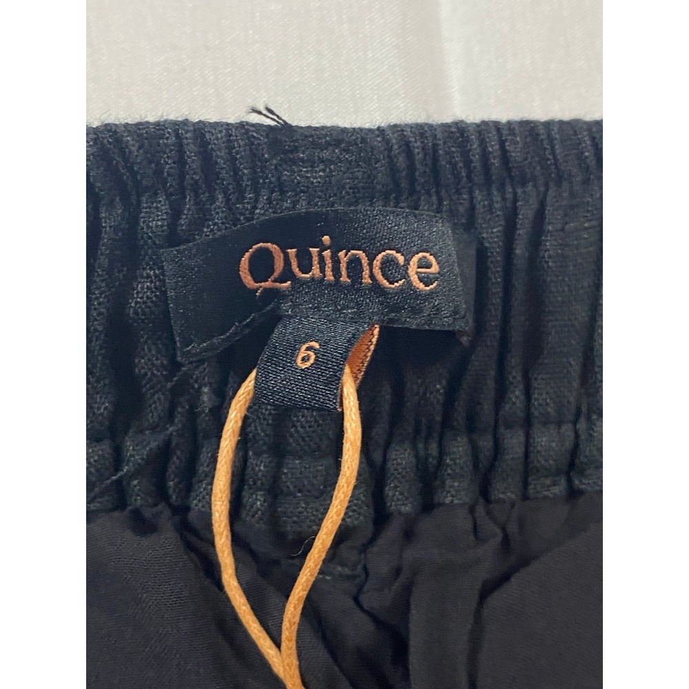 Quince Black 100% Linen High Waisted Shorts Womens Size 6 NWT Elastic Back - Picture 2 of 10